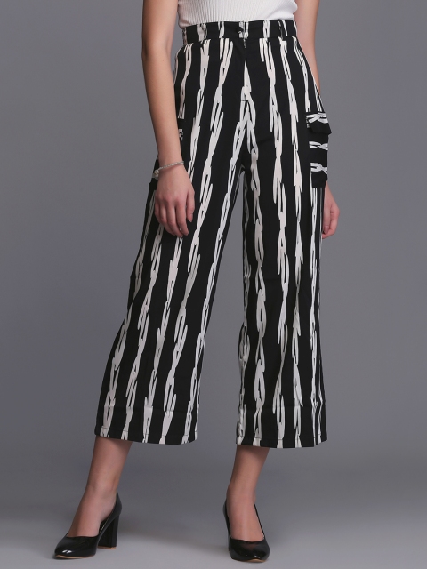 

Eavan Women Monochrome Regular Fit Checked Culottes Trousers, Black