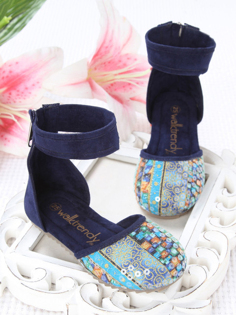 

Walktrendy Girls Blue Printed Ballerinas