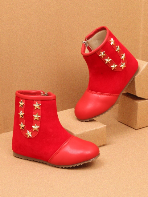 

Walktrendy Girls Red Solid Mid-Top Flat Boots