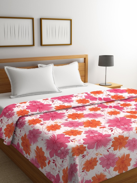 

Cortina White & Pink Floral AC Room 210 GSM Double Bed Dohar