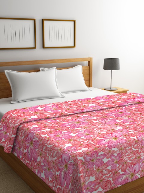 

Cortina Pink & White Floral AC Room 210 GSM Double Bed Dohar