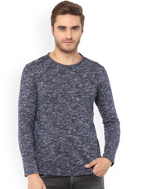 

Mufti Men Navy Blue Solid Round Neck T-shirt