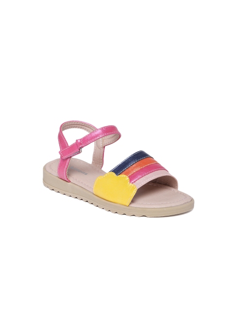 

Kittens Girls Pink & Yellow Colourblocked Open Toe Flats