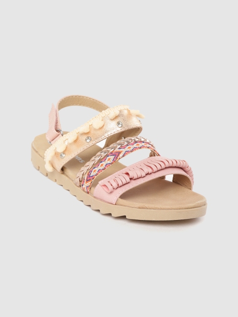 

Kittens Girls Pink Woven Design Open Toe Flats