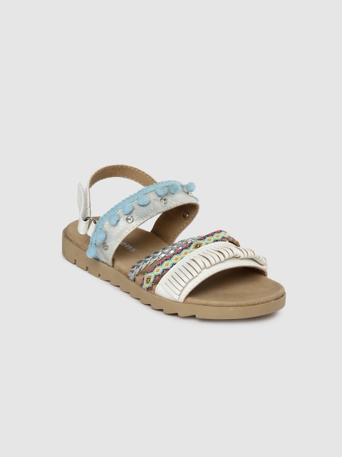 

Kittens Girls White & Silver-Toned Comfort Sandals