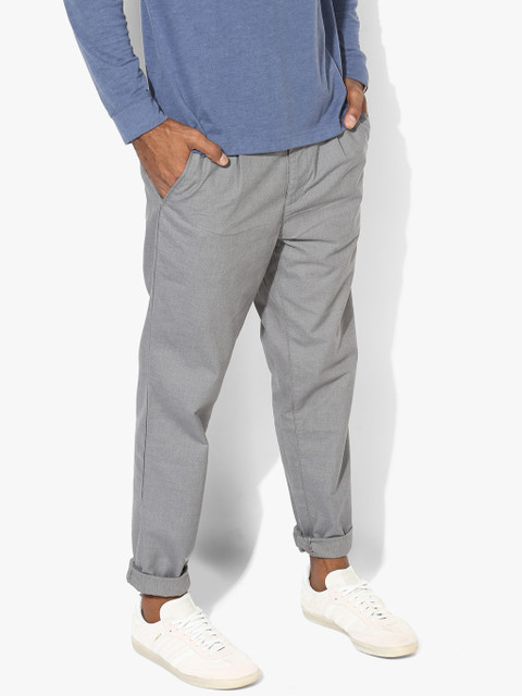 

United Colors of Benetton Men Grey Regular Fit Self Design Trousers