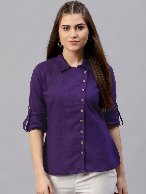 

Jaipur Kurti Women Purple Regular Fit Solid Casual Shirt