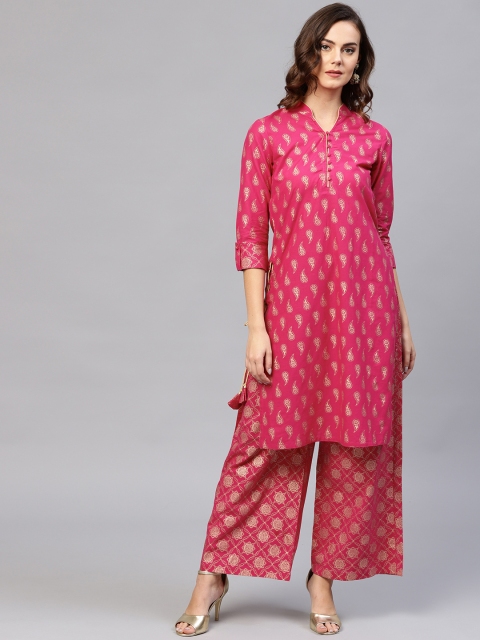 

Jaipur Kurti Women Pink Printed Kurta with Palazzos