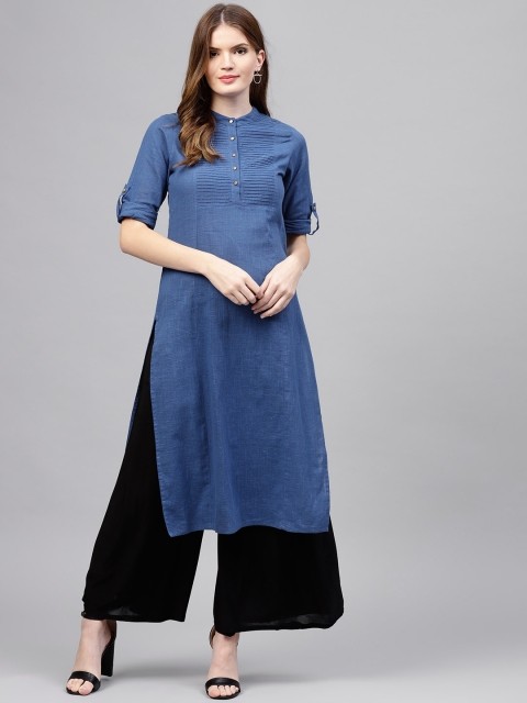 

Jaipur Kurti Women Blue Solid Straight Kurta