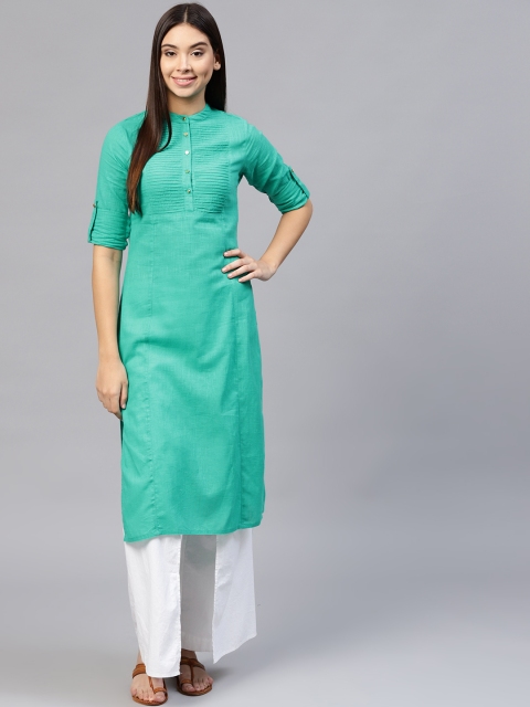 

Jaipur Kurti Women Sea Green Solid Straight Kurta