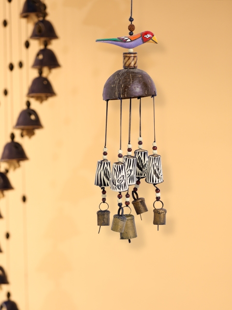 

ExclusiveLane Multicoloured Hand-Painted Bird Wind Chime with Kutchh Bells, Multi