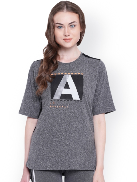 

Soul Space Women Charcoal Printed Round Neck T-shirt