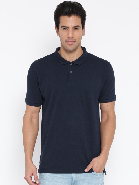 

Highlander Men Navy Polo Pure Cotton T-shirt, Navy blue