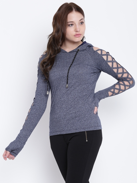 

Texco Women Blue Hooded Full Sleeves Hooded Sweatshirt