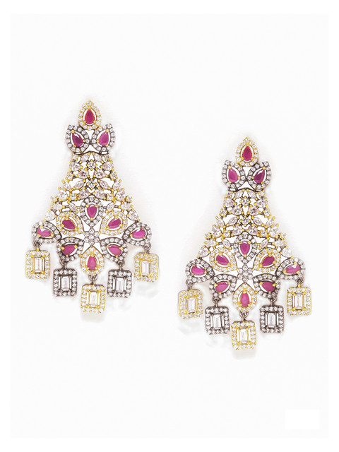 

Studio Voylla Gold-Toned & Pink Contemporary Drop Earrings