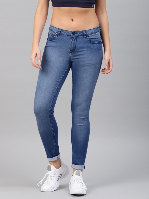 

HRX by Hrithik Roshan Women Blue Skinny Fit Mid-Rise Clean Look Stretchable Jeans