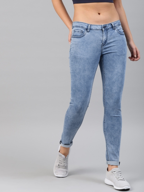 

HRX by Hrithik Roshan Women Blue Skinny Fit Mid-Rise Clean Look Stretchable Jeans