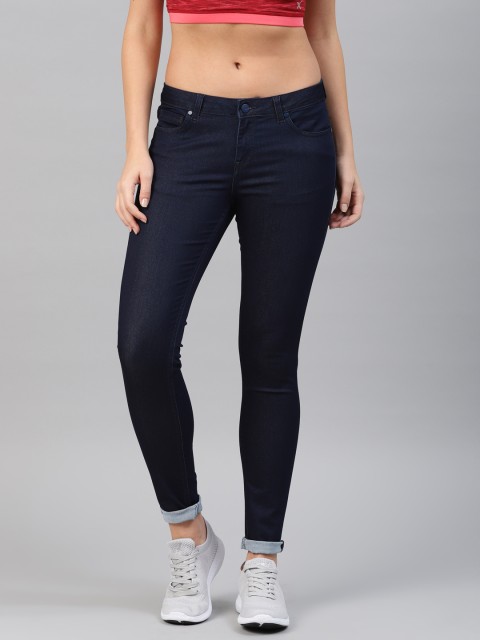 

HRX by Hrithik Roshan Women Blue Skinny Fit Mid-Rise Clean Look Stretchable Jeans