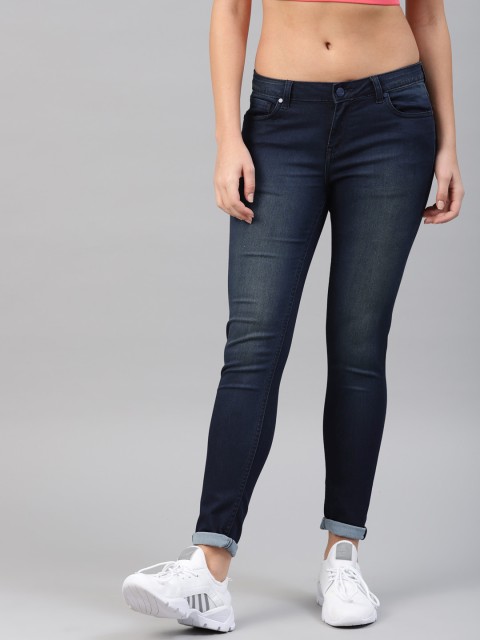 

HRX by Hrithik Roshan Women Blue Skinny Fit Mid-Rise Clean Look Stretchable Jeans