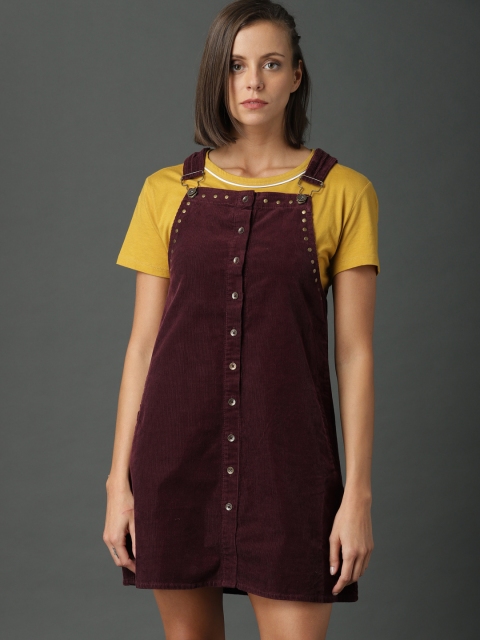

Roadster Women Maroon Solid A-Line Dress