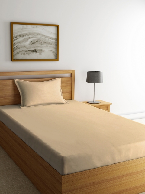 

Portico New York Beige Solid Flat 144 TC Cotton 1 Single Bedsheet with 1 Pillow Cover