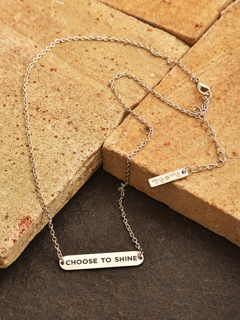 

Pipa Bella Silver Plated Choose To Shine Rounded Karma Bar Pendant