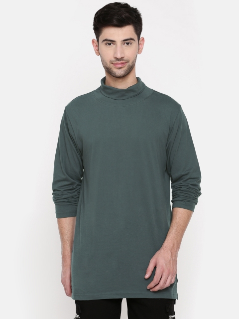 

SKULT by Shahid Kapoor Men Charcoal Grey Solid Turtle Neck T-shirt