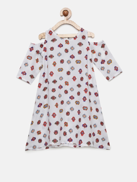 

SCULLERS Girls White Printed A-Line Dress