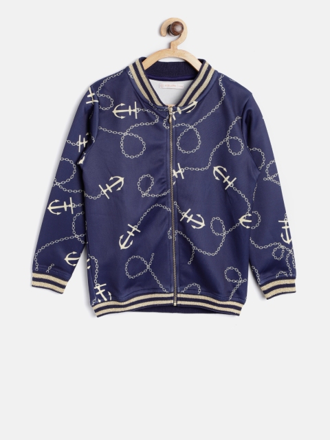 

SCULLERS Boys Navy Blue Printed Bomber Jacket