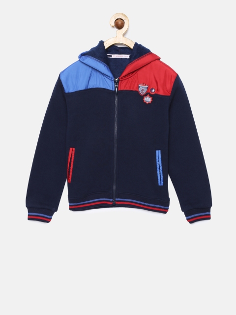 

SCULLERS Boys Black Colourblocked Open Front Jacket