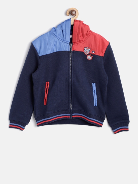 

SCULLERS Boys Blue & Red Colourblocked Hooded Sweatshirt