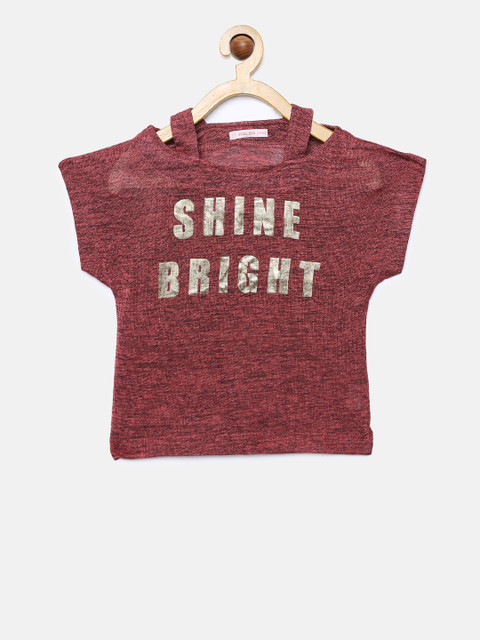 

SCULLERS Girls Maroon Printed Top