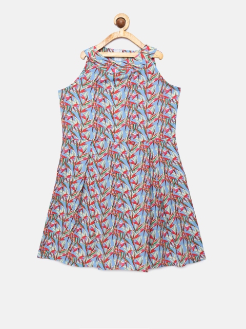 

SCULLERS Girls Blue Printed A-Line Dress