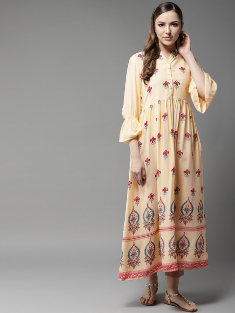 

Moda Rapido Women Cream-Coloured Printed A-Line Kurta