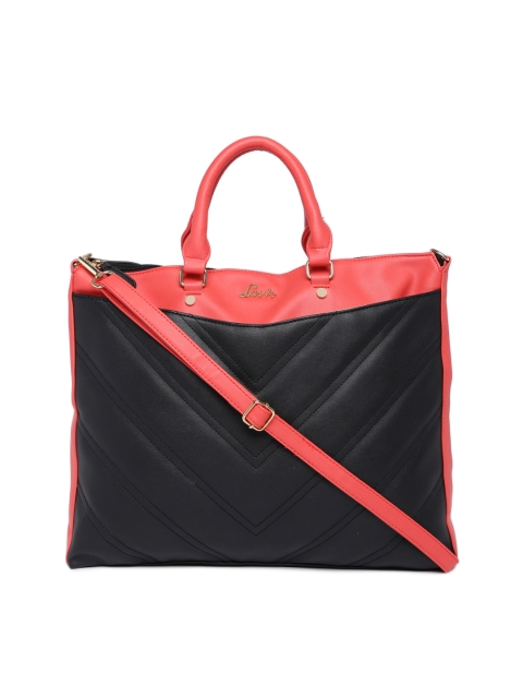 

Lavie Women Black & Coral Textured Laptop Bag
