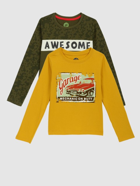 

YK Boys Pack of 2 Printed T-shirts, Olive