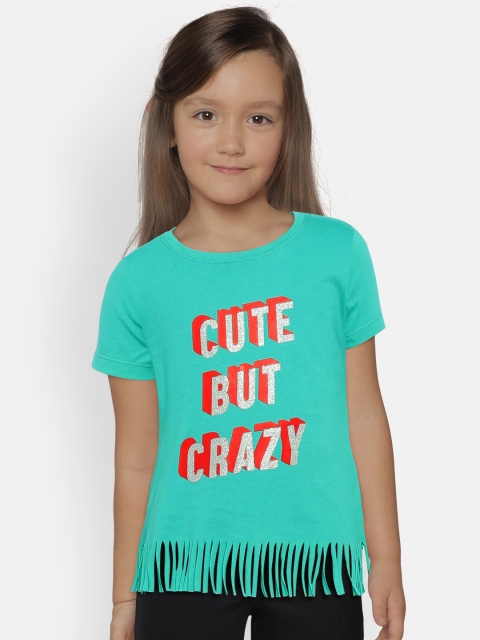 

YK Girls Sea Green Printed Top