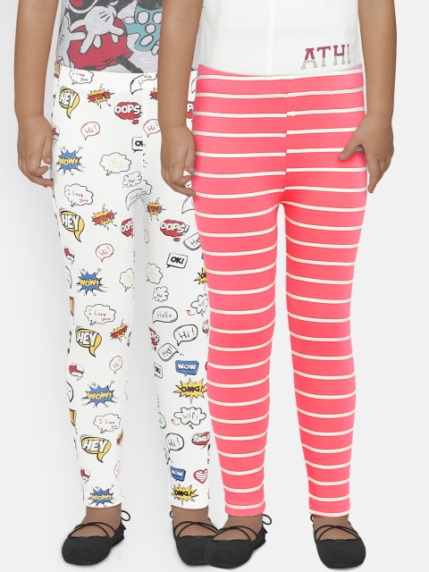 

YK Girls Pack of 2 Printed Leggings, Pink