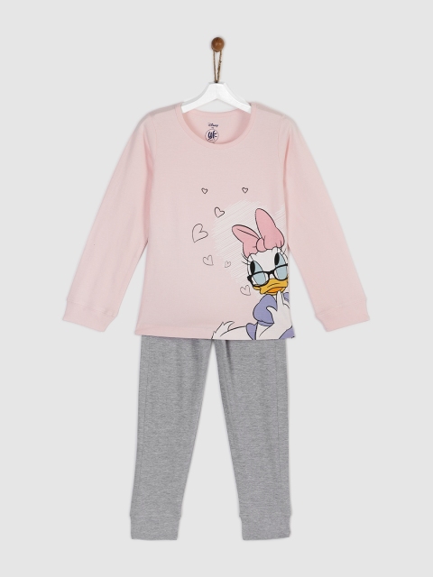

YK Disney Girls Pink & Grey Printed T-shirt with Pyjamas