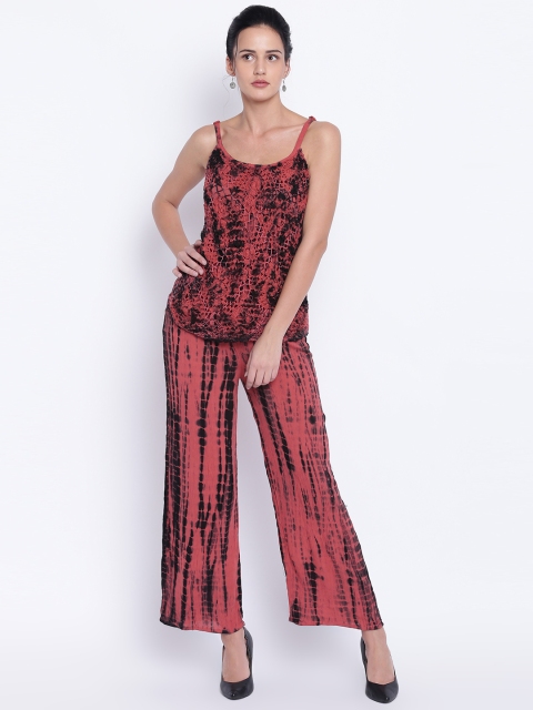 

I AM FOR YOU Rust Brown & Black Dyed Crochet Jumpsuit