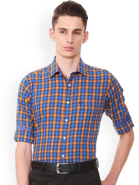 

Allen Solly Men Blue & Multicoloured Regular Fit Checked Casual Shirt
