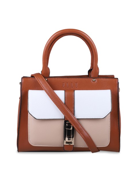 

ELLE Brown & Off-White Colourblocked Satchel
