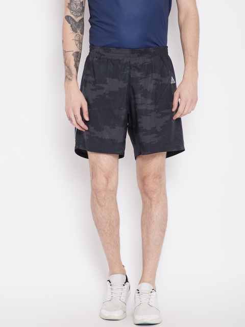 

ADIDAS Men Black & Grey Camouflage Printed Run G Shorts