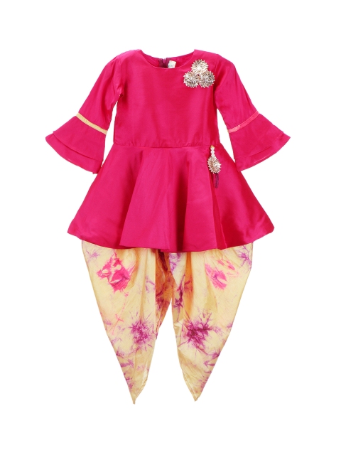 

LilPicks Girls Pink Solid Kurti with Dhoti Pants