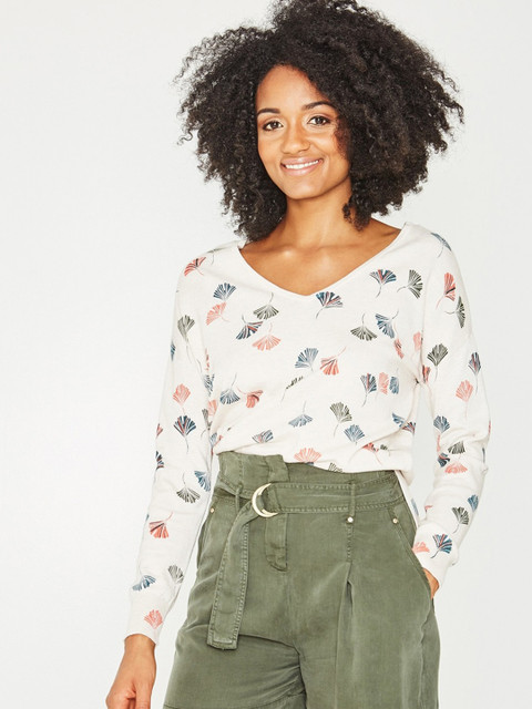 

promod Women Beige Printed Pullover