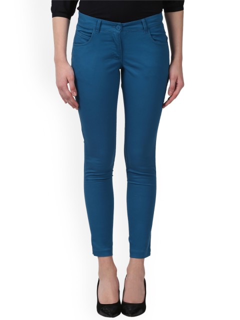 

Park Avenue Women Teal Slim Fit Solid Regular Trousers