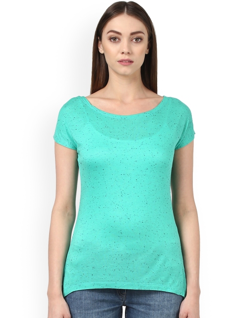 

Park Avenue Women Sea Green Solid Round Neck T-shirt