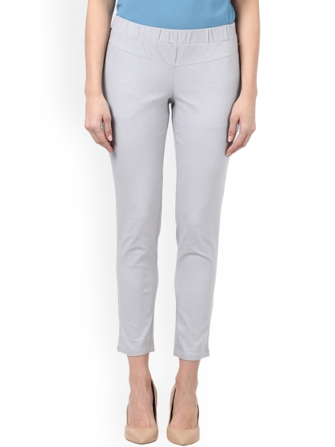 

Park Avenue Women Grey Regular Fit Solid Cigarette Trousers
