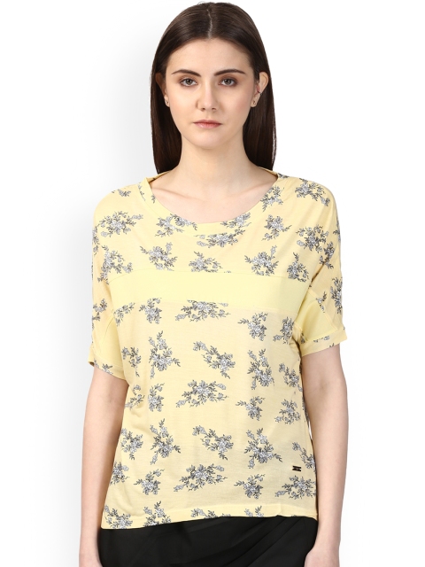 

Park Avenue Women Yellow Printed Round Neck T-shirt