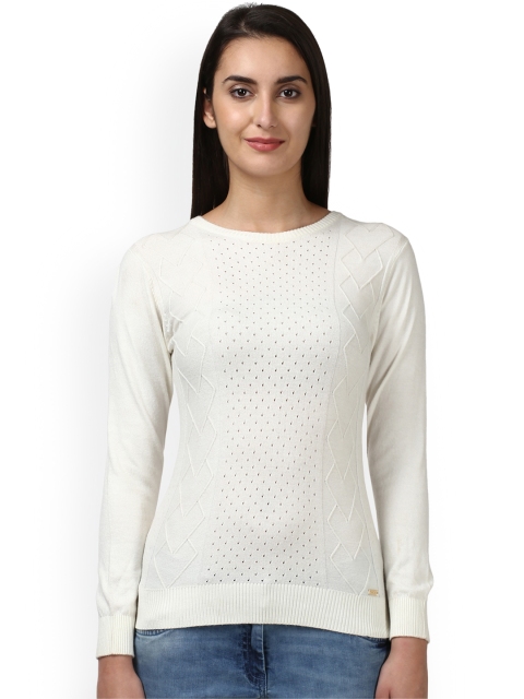 

Park Avenue Women White Self Design Pullover